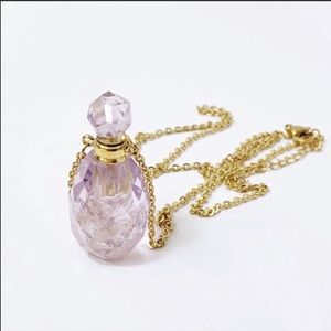 Amethyst Faceted Gemstone Bottle Necklace Gold